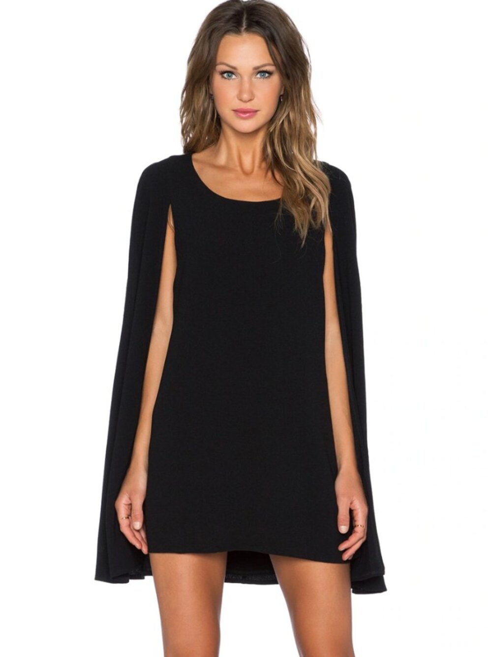 Lavish Alice Flowy Black Cape Dress, Size US 6